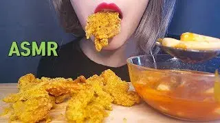 ASMR Fried Chicken Skin + Spicy Rice Cake MUKBANG 닭껍질튀김 맛있게 먹는 방법 리얼사운드 먹방 Eating sounds