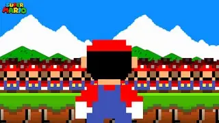 9999 Tiny Marios Help Mario Try to Beat Super Mario Bros.