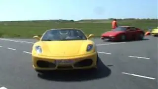 Ferrari F430, 360, Corvette C6 accelerating, Corvette almost lost control!