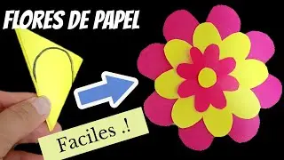 como hacer flores de papel facil/how to make easy paper flowers/diy /flores de papel en 3 minutos