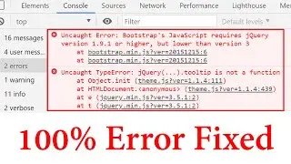 How to fix Uncaught Error | Bootstrap's JavaScript requires jQuery version 1.9.1 or higher | Fixed
