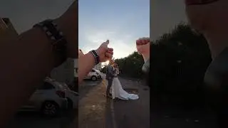 POV wedding photography in a car park