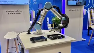 Universal Robot dispensing and assembly demo at Elmia Subcontractor fair