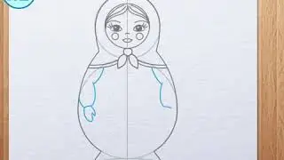 Как нарисовать матрёшку за три минуты. Видео урок.