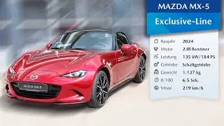 2024 Mazda MX-5 2.0 Exclusive-Line 184 PS | Soul Red Crystal (46V) | 360° Ansicht + Innenraum (4K)