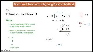 Dividing Polynomials by Long Division Method