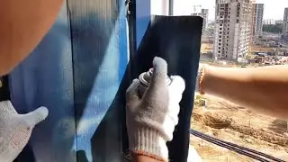 Реставрация поврежденного покрытия на ПВХ профиле, окрашенном Votteler 33800 (на объекте)