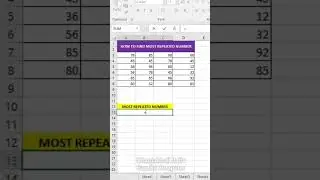 Most repeated number in Excel #excel  #exceltips #msexcel #viral #viralfeeds #computertricks #basic