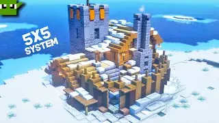 Minecraft | How to Build a Snowy Tundra FORTIFIED House [EASY 5x5 System]