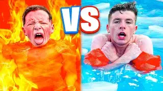 HOT vs COLD POOL with Little Brother - Challenge!