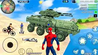 Rope Frog Ninja Superhero and Army Tank in Open World Game - Android Gameplay