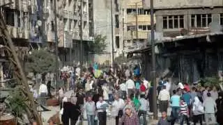 Syria.Return of the habitants of Homs in their city .9 may 2014