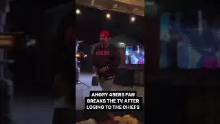 Angry 49ers fan breaks tv after losing to the Chiefs 😳 #nfl #superbowlsunday #superbowl58
