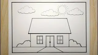 Cara menggambar rumah mudah simple