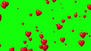 Flying Hearts Stream Animation Green Screen Free