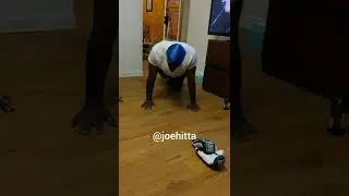 Son steals dad's spotlight doing push up challenge!