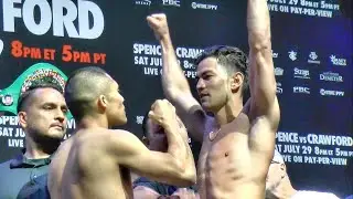 Isaac Cruz and Giovanni Cabrera INTENSE face off & weigh in for Spence vs. Crawford undercard