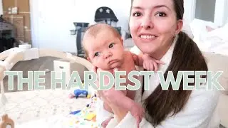 day in the life with a newborn (ALMOST 4 WEEKS OLD) | the hardest week 😅 + homeschool + grocery haul