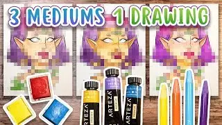 WATERCOLORS: PANS? TUBES? OR PENCILS? - 3 Mediums 1 Drawing