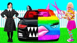 Regenbogen Auto vs Schwarzes Auto Challenge | Lustige Challenges von Fun Fun