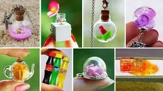 18 mini Charm Bottles - Cutest Jewelry MINI CHARMS IN A BOTTLE (Epoxy resin UV Cement Polymer clay)