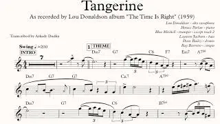 Tangerine (Victor Schertzinger) - Lou Donaldson Solo Transcription (Eb). Transcribed by Arkady.