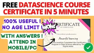 FREE DATASCIENCE CERTIFICATE IN 5 MINUTES | FREE DATASCIENCE QUIZ WITH CERTIFICATE IN 5 MINUTES