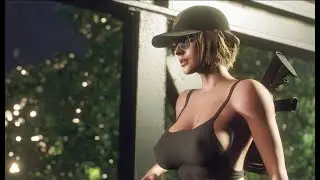 Resident Evil 3 Remake Jill Jet Black Harley Davidson with Jiggle Physics Gameplay PC Mod