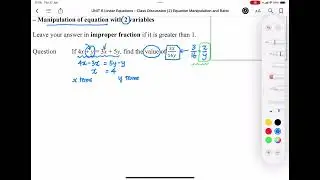 S1 Linear Equations: Manipulation of Equation with 2 variables (Example)