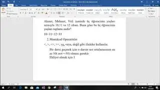 5 SINIF BTY OPERATÖRLER VE EŞİTLİKLER