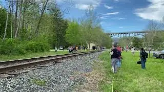 Steam in the Valley 2022 Nickel Plate Road 765 passing Brecksville at track speed 3