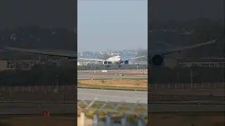 Lufthansa Cargo Boeing 777-F sunrise landing at Frankfurt Airport #aviation #planespotting #shorts