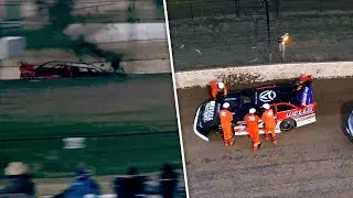 Brandon Overton Crashes Hard While Leading Friday Heat At Eldora Speedway Dirt Late Model Dream