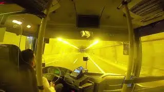Driving thru two highway tunnels between Nerja and Malaga Spain