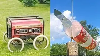 Самоделки Ветряк с пропеллером из пластиковых бутылок для отпугивания птиц Колёса на генератор