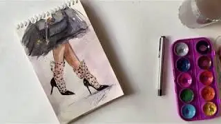 FASHION SKETCH. Фэшн скетч Акварелью. Урок акварели для начинающих.