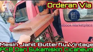 Orderan Facebook Marketplace Mesin Jahit Butterfly Dinamo & Meja Jati Vintage PCB Dari Cicaheum