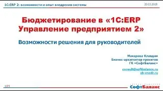 Бюджетирование в 1С ERP 2 возможности для руководителей
