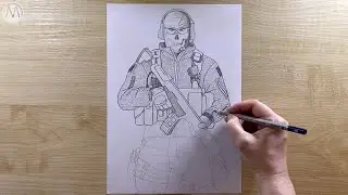 Как нарисовать Гоуста из Call of duty / Как нарисовать военного