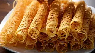 Street Food Grandma's Recipe, Sweet Crunchy Cobweb Pancakes | Dessert.