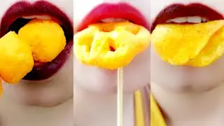 ASMR CRUNCHY EATING SOUNDS : CRUNCHY orange food #eating #asmr #mukbang