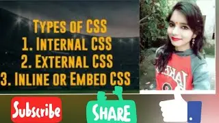 Types of CSS  Internal, External and Inline or Embed CSS 