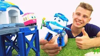 Видео для детей. Роботы поезда - садовники. Веселая школа