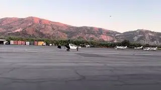 Gyroplane take off at Santa Paula Airport