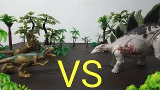 stegosaurio vs velociraptors - (stop motion)