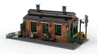 Lego 910033 Old Train Engine Shed Speed Build Studio Bricklink LDD by PLegoBB