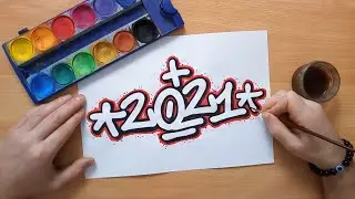 How to draw 2021 in graffiti style