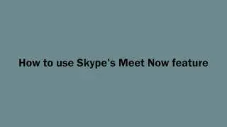 How to use Skype's Meet Now feature
