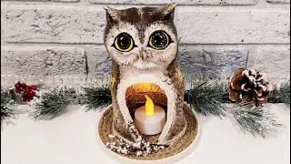 Как сделать подсвечник СОВА🦉🕯️ своими руками из соленого теста.Декор интерьера.Мастер-класс.DIY.
