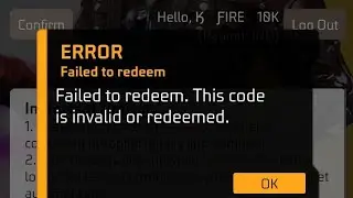 Error Failed Redeem। Failed To Redeem.This Code Is Invalid Or Redeemed।Redeem Code Failed Problem